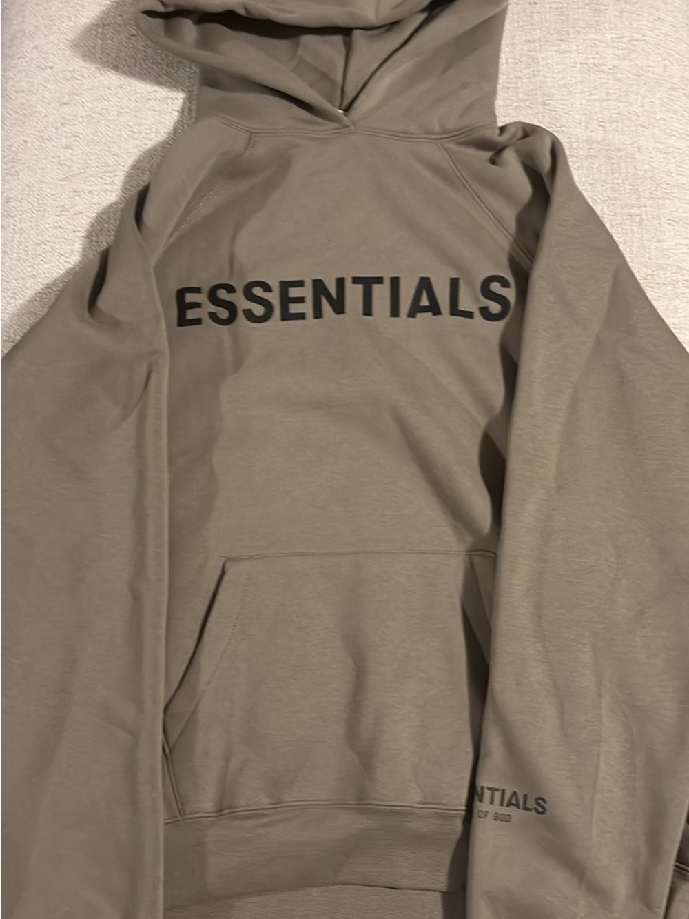 ESSENTIALS Men’s Taupe Crewneck Hoodie with Front Logo